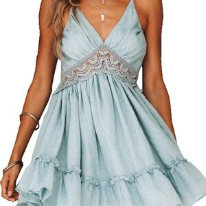 Light Teal Lace Skater Dress